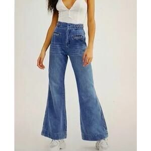 We‎ The Free Jeans Womens Size 29 Seasons In The Sun High Braided Waist Flare